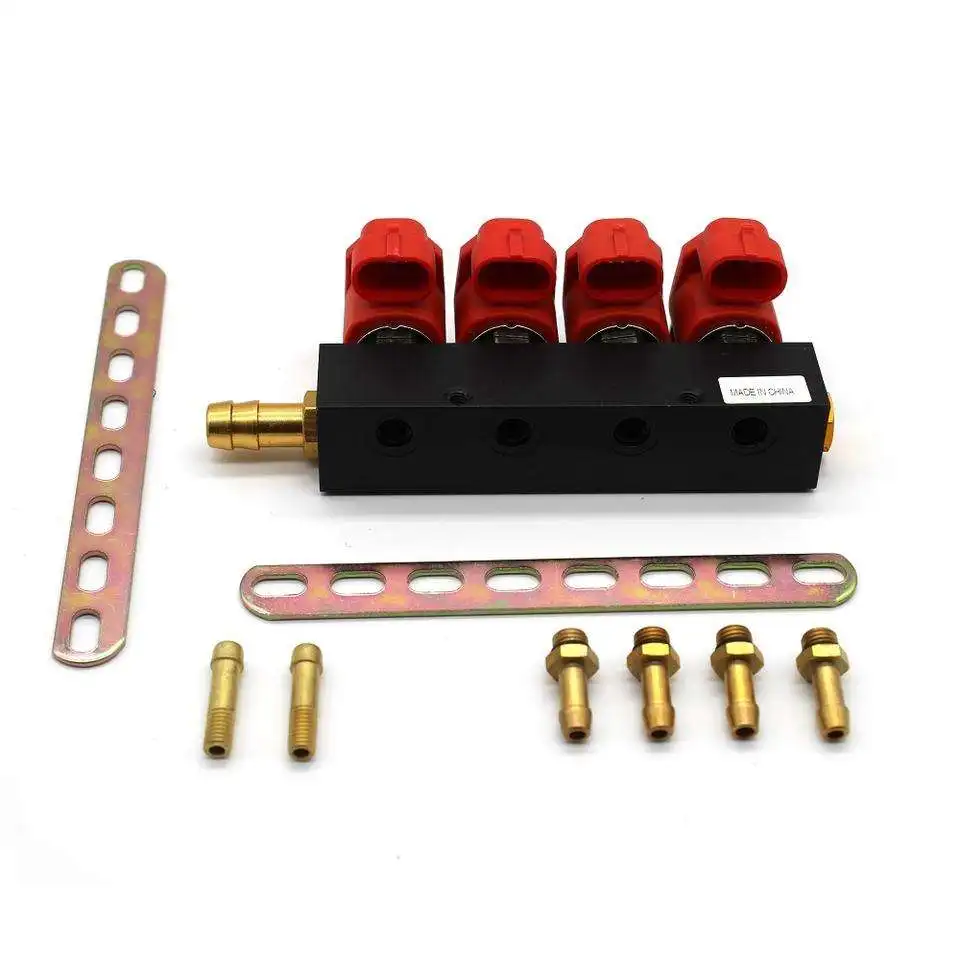 4 cylinder 2Ohm Lpg Auto Gas Kit Cng Injector Rail Set Cng 4 6 8 Cylinder Common Rail Injector Gnv Cng Injector Rail