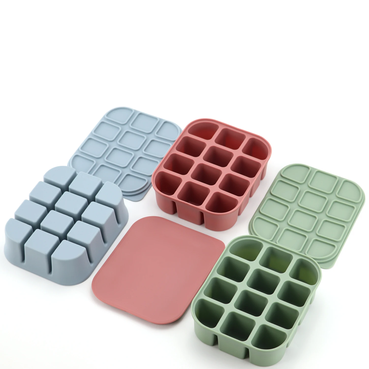 Freezer Staroages Silicone Ice Tray Container Leak Resistant with Lids for Baby, Toddler Food Fruit Vegetable Purees