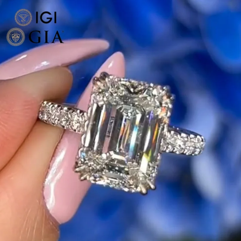 Gia Igi Certified Cvd  HPHT Lab Grown Created Diamond 14k 18k Solid Gold Rings Engagement Ring Jewelry For Women 5ct 4 5 carat