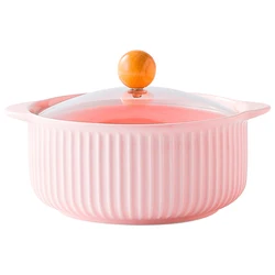 Nordic ceramic insulated dish casserole with lid casserole food warmer pot