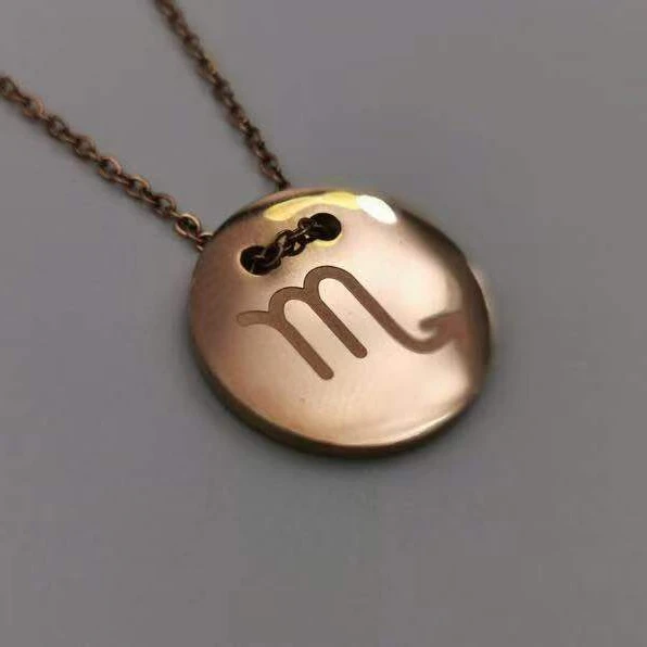 Gold Zodiac Pendants Necklace Aries Taurus Gemini Cancer Leo Virgo Libra Scorpio Aquarius Pisces Astrology symbols