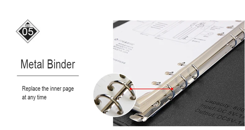 Embossed Synthetic Journal diary leather Notebook notebook power bank with flash drive pen holder