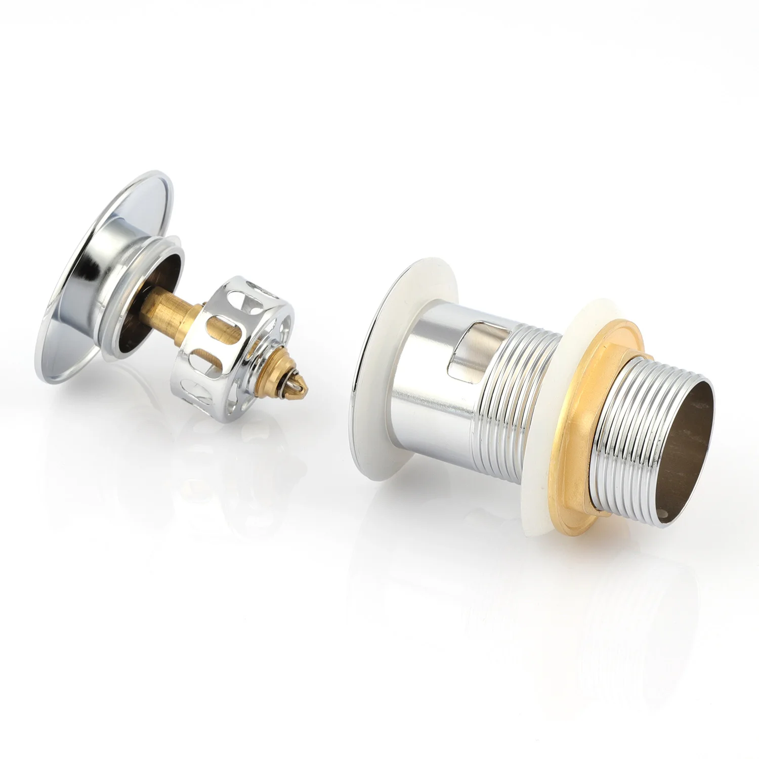 Bathroom Stainless Steel  Push Up Basin Waste Sink Water Drain Basin Drain Pop Up Drain Overflow Click Clack With Clean Filter