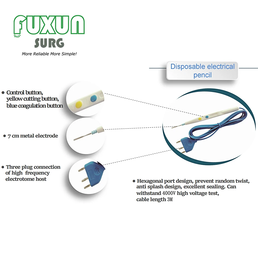 Premium Electric High Frequency Disposable Reusable Surgical Electro Electrosurgical Cautery Pencil