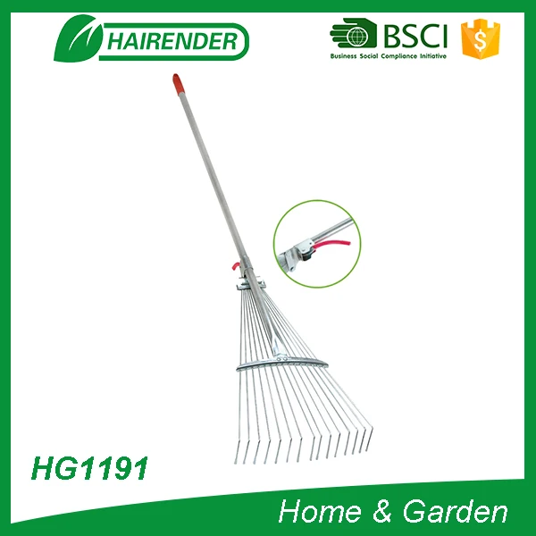 
15T telescopic rake adjustable metal rake long handle leaf rake 