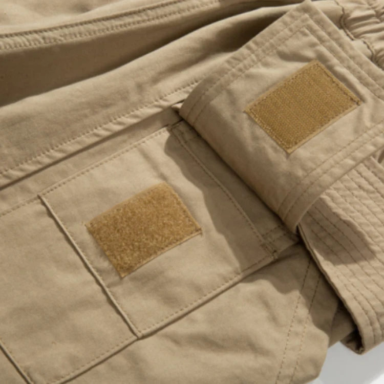 Fashion Nylon Men Streetwear Casual Drawstring Wide Leg Stock Multi Pockets Cargo Pants