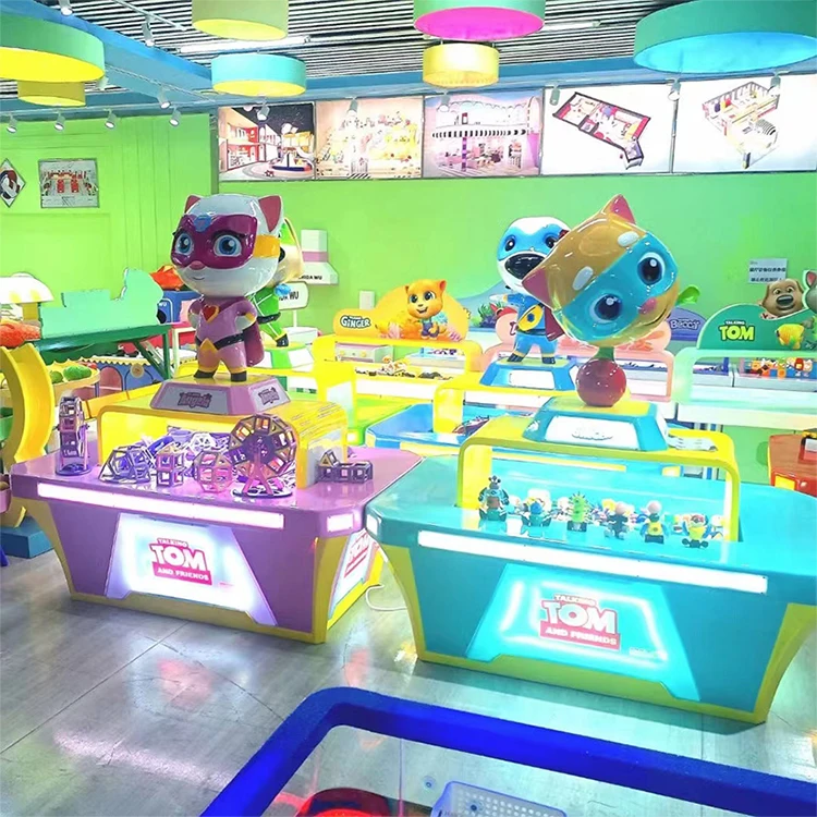 Kids Play Table for Indoor Playground Ginger Tom Cat FiberglassTable with educational Toys building block table for Kids