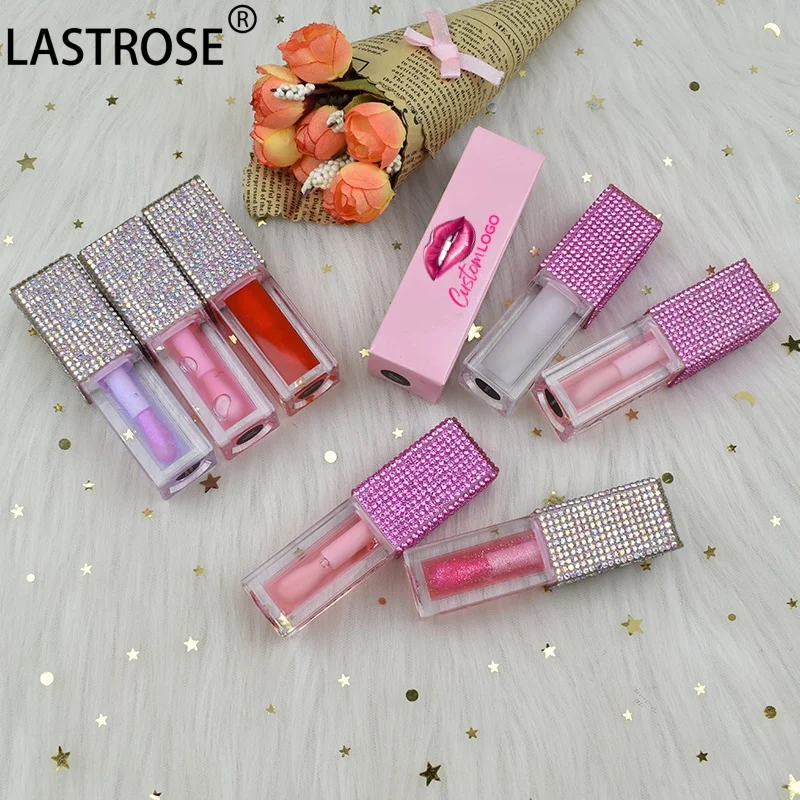 Fruit Flavor Lip Plumper Oil Long Lasting Moisturizing Lip oil Private Label Nude OEM Bling Rhinestone Lip Gloss Vendor