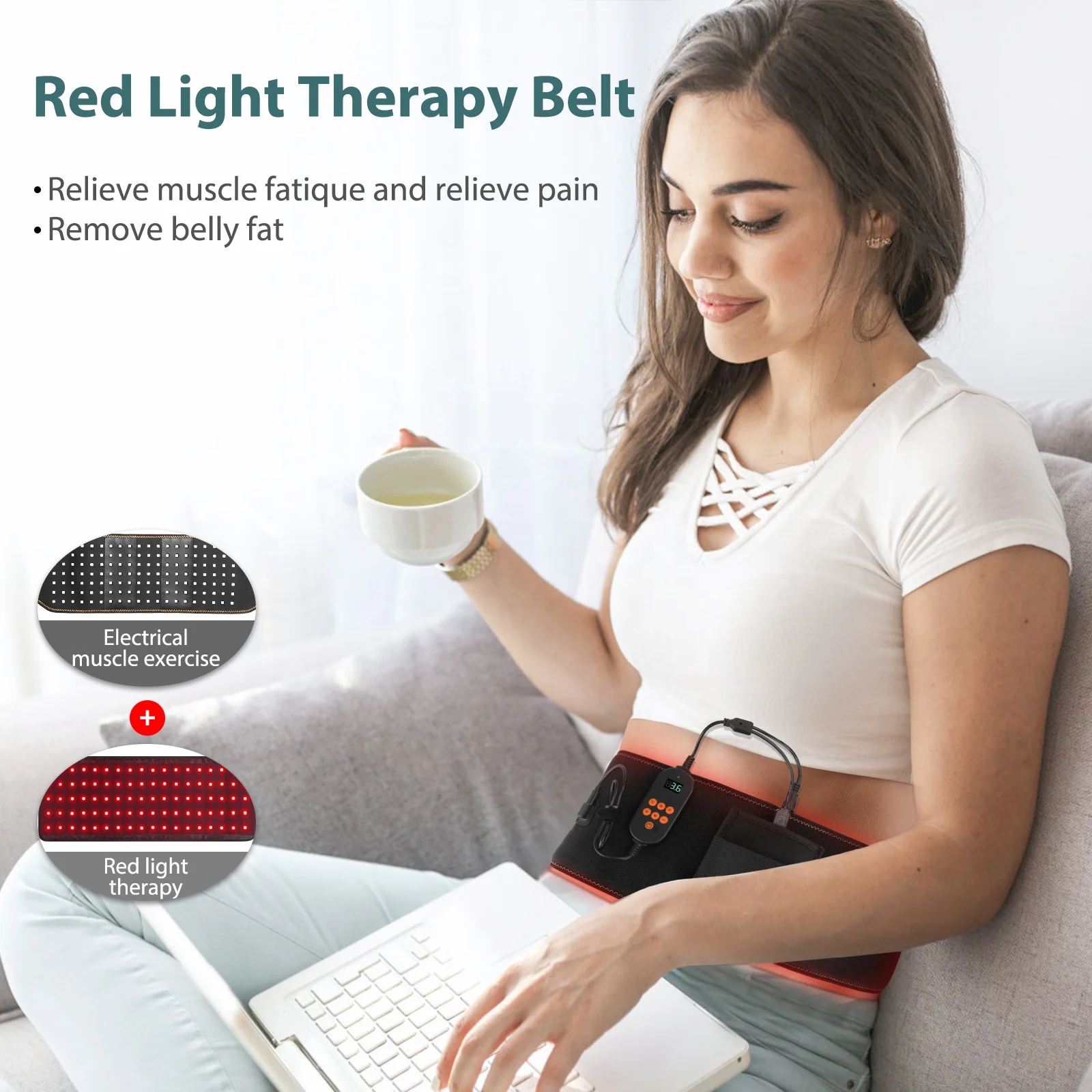 Infrared Light Therapy Heating Wrap Belt for Body Back Knee Shoulder Waist Muscle Pain Relieve Inflammation Portable 650&850nm