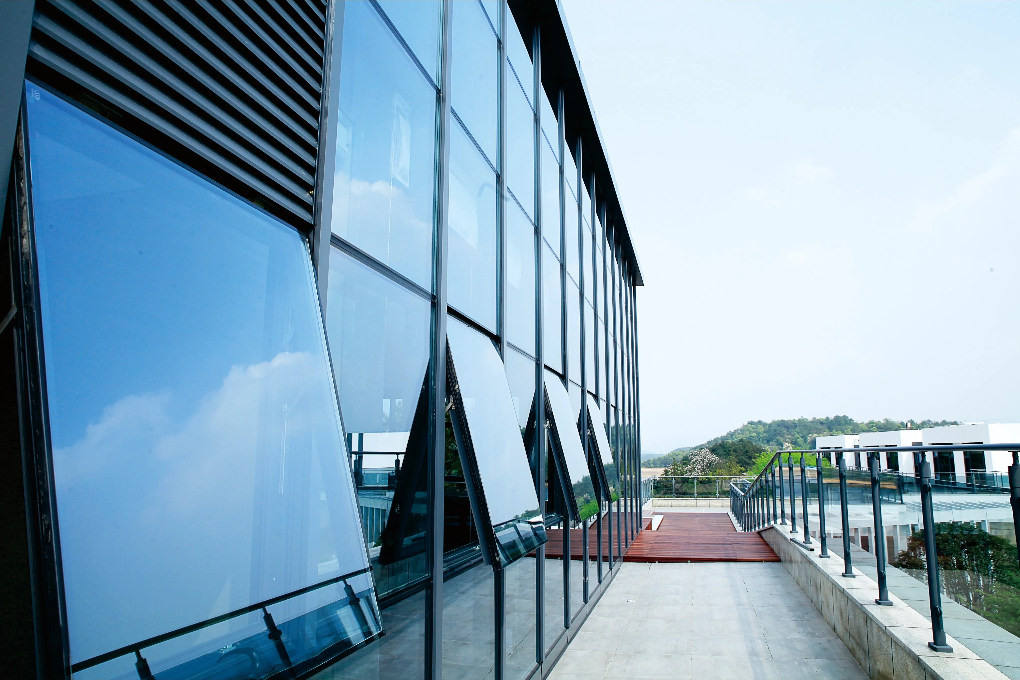 RG top hung window of curtain wall Top Quality Aluminum Frame Heat Insulation curtain wall windows