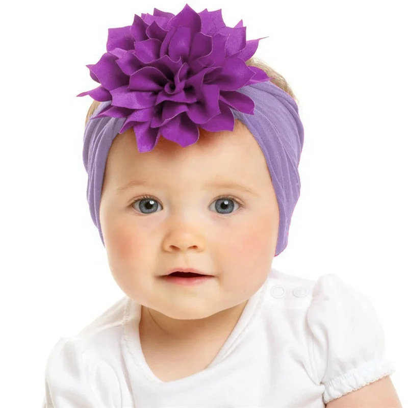 Popular Soft Nylon Elastic Baby Headband With Large Flower Europe and the United States Hot Sale Hair Accessories