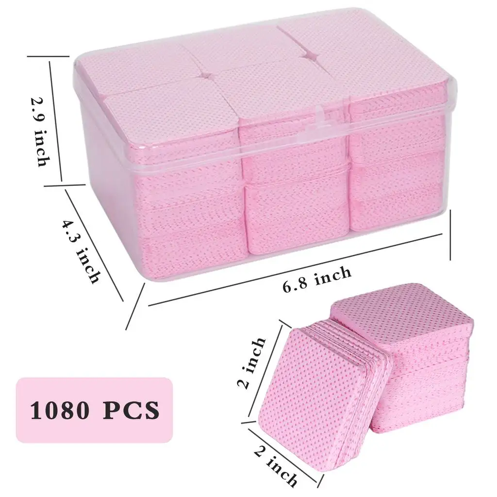 1080Pcs Nail Pliosh Remover Lint Free Nail Pads Soft Gel Nail Polish Remover Pads