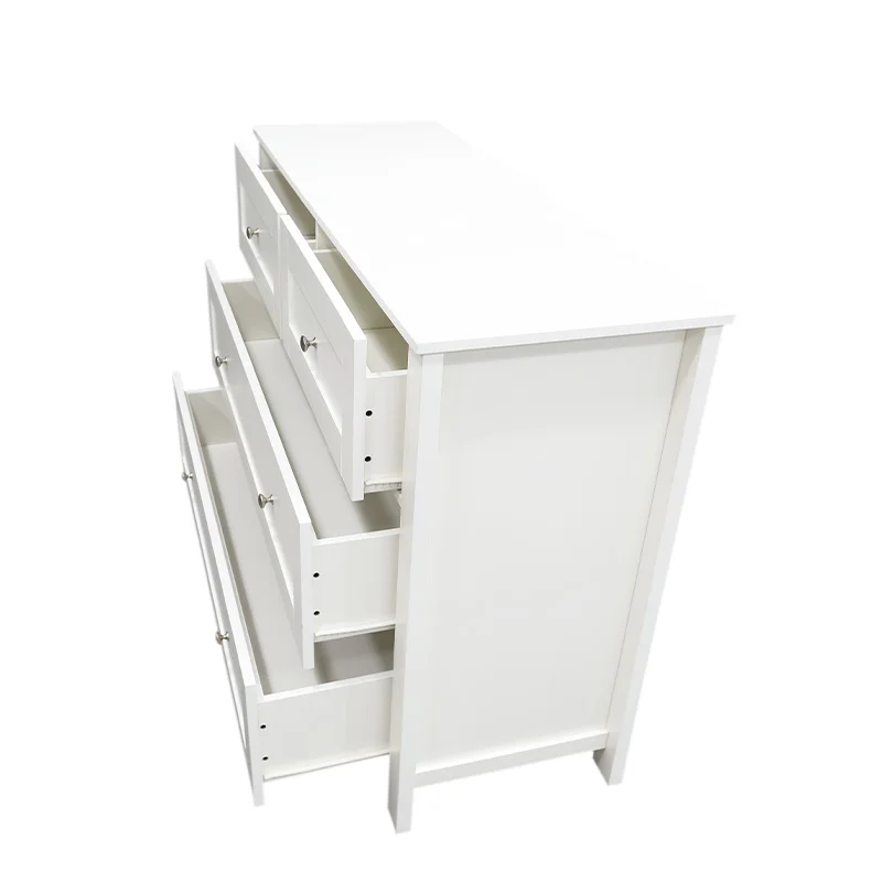 Dresser for Bedroom, Classic Style 3 Tier 4 Drawer Chest Cabinet Furniture of Home, White
