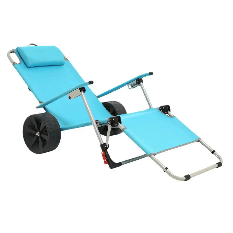 High Quality Outdoor Furniture Portable Camping Wagon Metal Fold Beach Chair With Wheel
