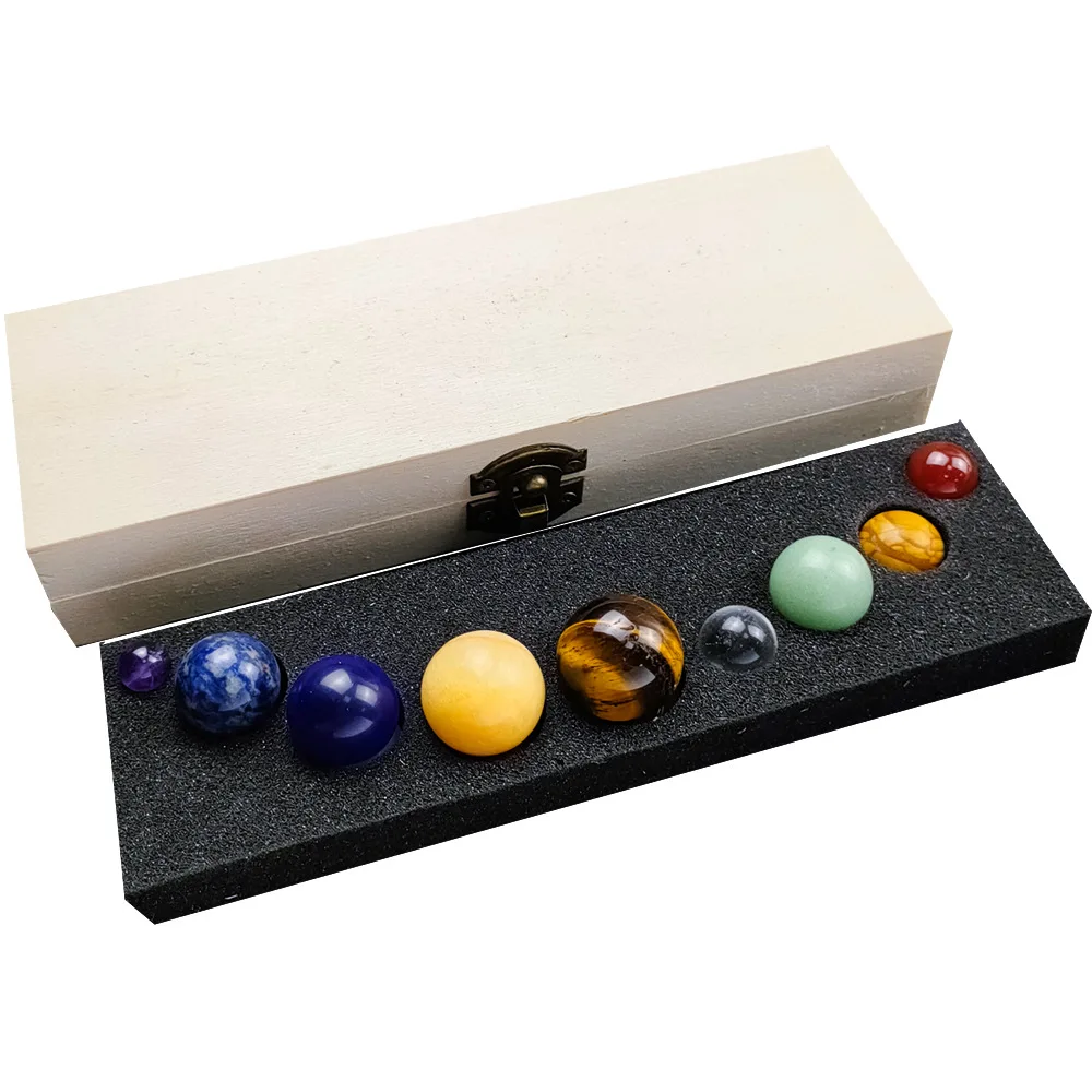 Healing Nine Planets Semi Precious Gemstone Tiger Eye Lapis Ornament Fengshui Home Decor Mineral Chakra Ball Home Decor Gift