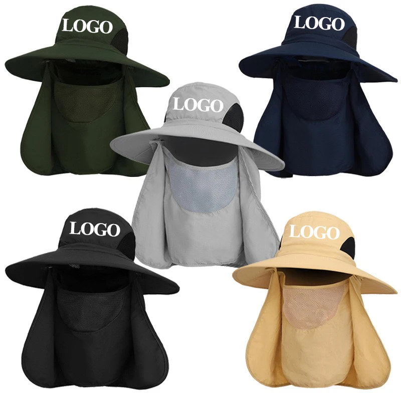 Customized Hiking Camping Fishing Safari Men Wide Brim Sun Hat UV Protection bucket hats