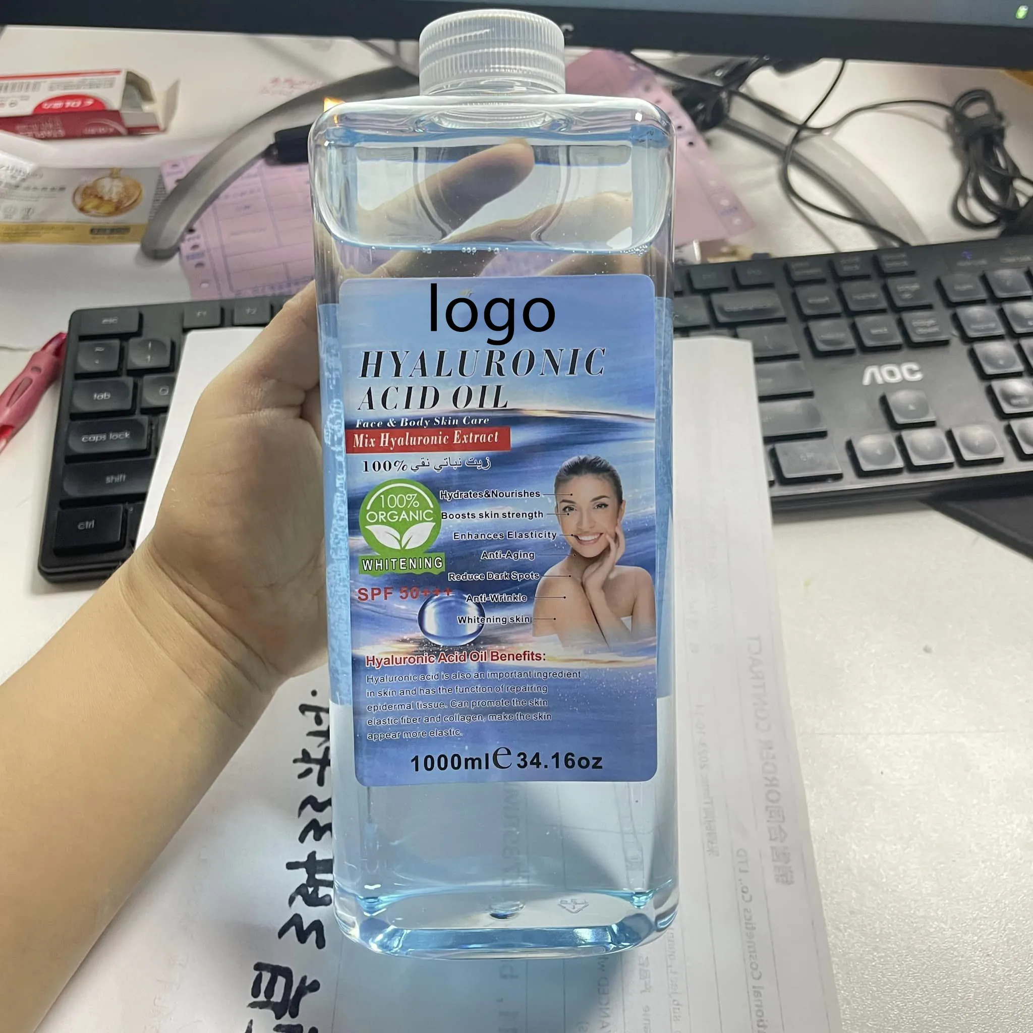 1L  SPF50+ 7*anti aging Anti wrinkle Glutamate Whitening Oil High Quality brightening Remove Stretch Marks hyaluronic acid oil