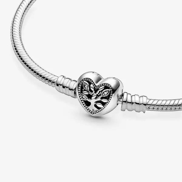 
Manufacturers low wholesale S925 silver bracelet Moments Snake Chain Fit For Pandora Bracelet with Family Tree Heart Clasp 