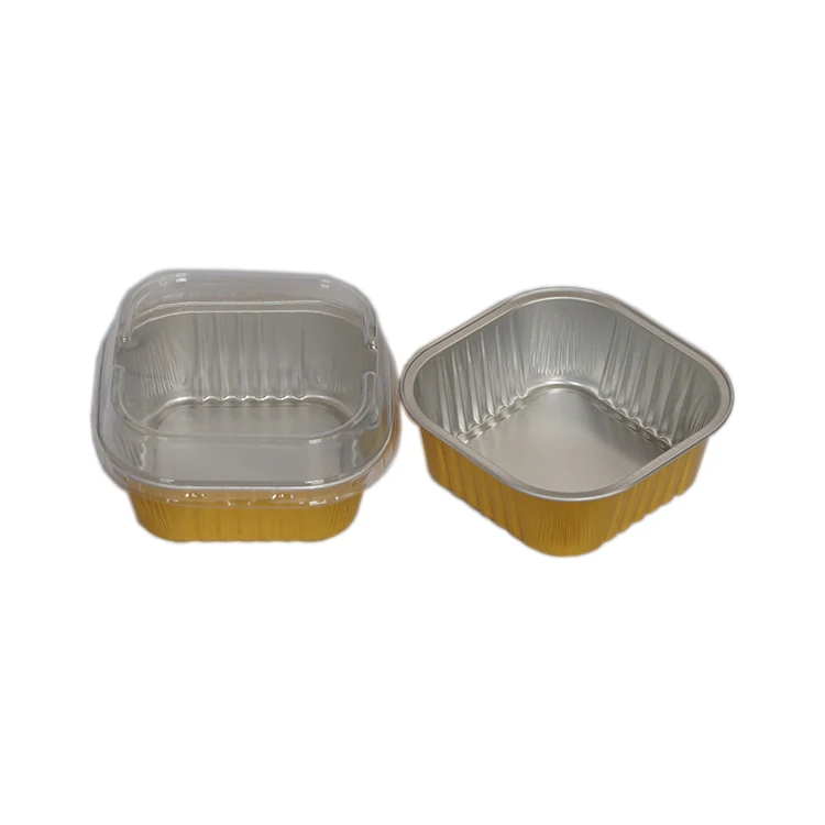 Disposable colored aluminium foil airline alu trays catering containers 6x6 no lid
