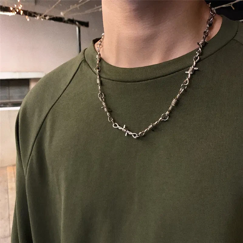 Hifive Hiphop Gothic Small Wire Bramble Necklace Barbed Little Thorns Chain Choker Necklace Throns Barbed Necklace for Women