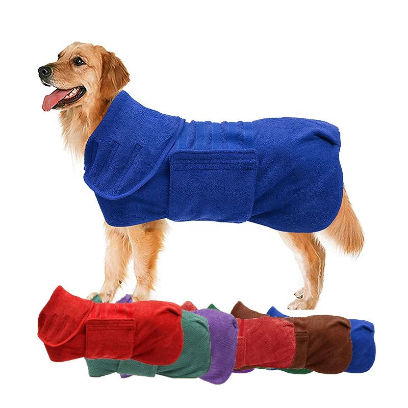 Custom Luxury Dog Towel Coat Vendors Cat Robe Towel Coat Bathrobe Bath Towel Microfiber Soft Super Absorbent Pet Bathrobe Drying