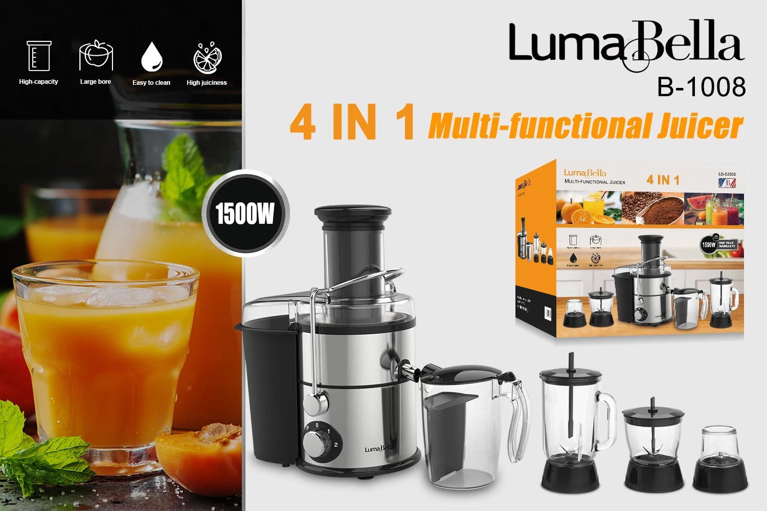 SOKANY 4 in 1 stainless steel juicer Mixer new Multi purpose Mixer Lumabella new accent collection blendor  B-1018