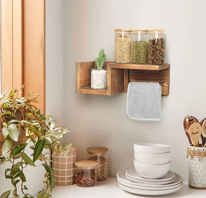 Best selling wall mounted kitchen bathrooms toilet paper holder wood toilet paper holder with shelf