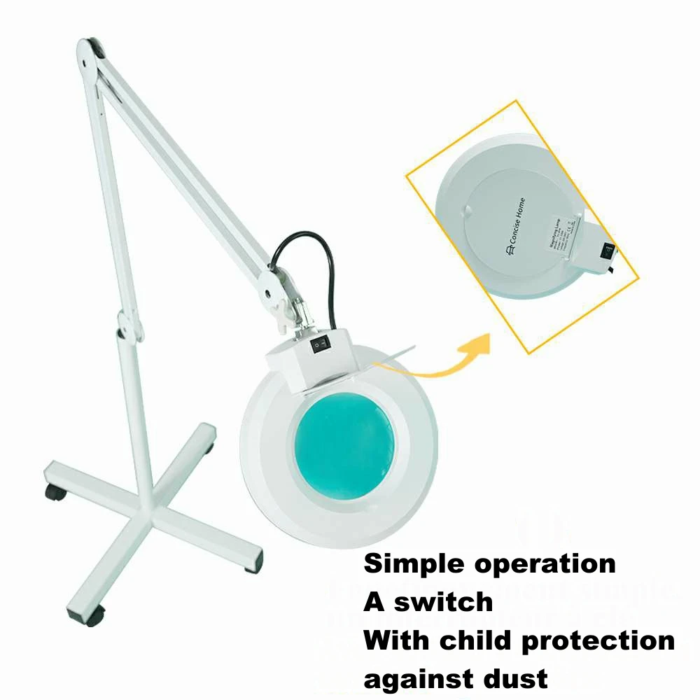 Concise Home magnifying lens lamp led cosmetic magnifier with stand 5X professional magnifying lamp glasses