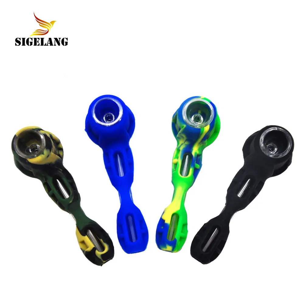 
Logos Print Water Pipes With Glass Bowl Weed Silicone Rubber Blunt Holder Bong Smoking Pipes Machine Price 