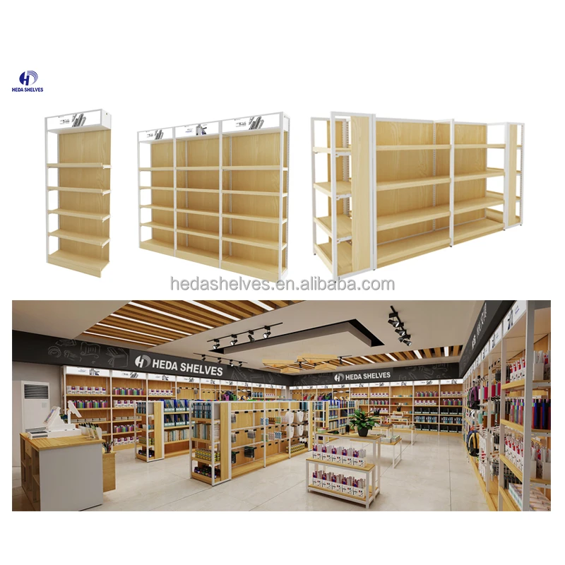 Customized Fashion And Beautiful Stationery Shop Rack Convenience Store Stationery Pharmacy Shelves