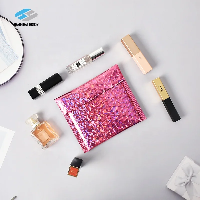 Holographic Bubble Mailers Self-Adhesive Envelope Shipping Packaging Mailing Bag for Eyelash Cosmetic Jewelry