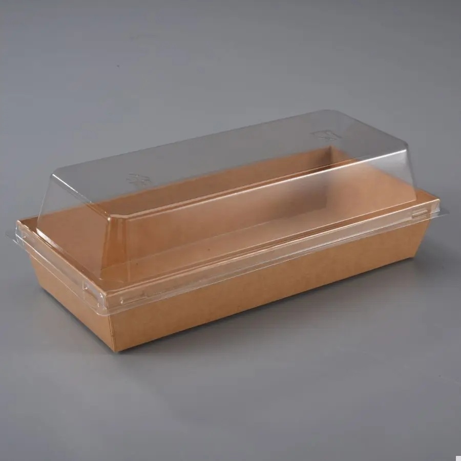 Premium disposable take out paper Cake box tray container with PET lid