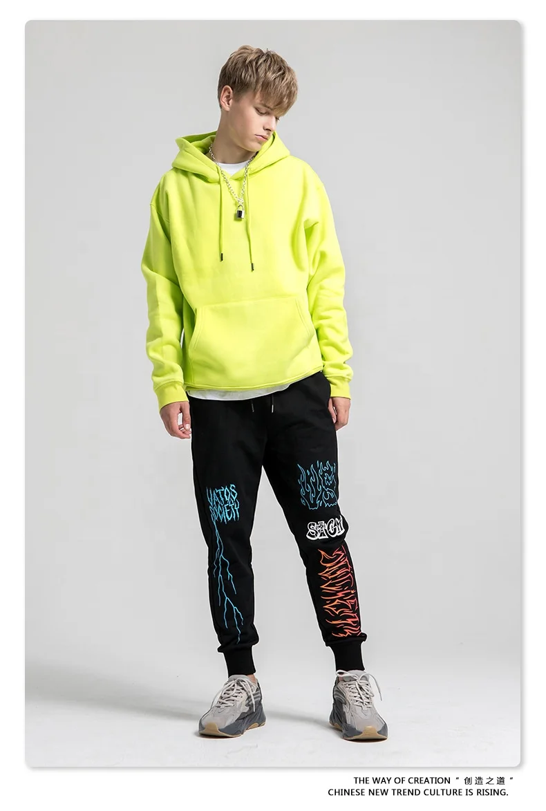 Custom embroidery with logo mens hip hop streetwear wholesale heavy weight sweatshirt pink private label kangaroo pocket hoodies