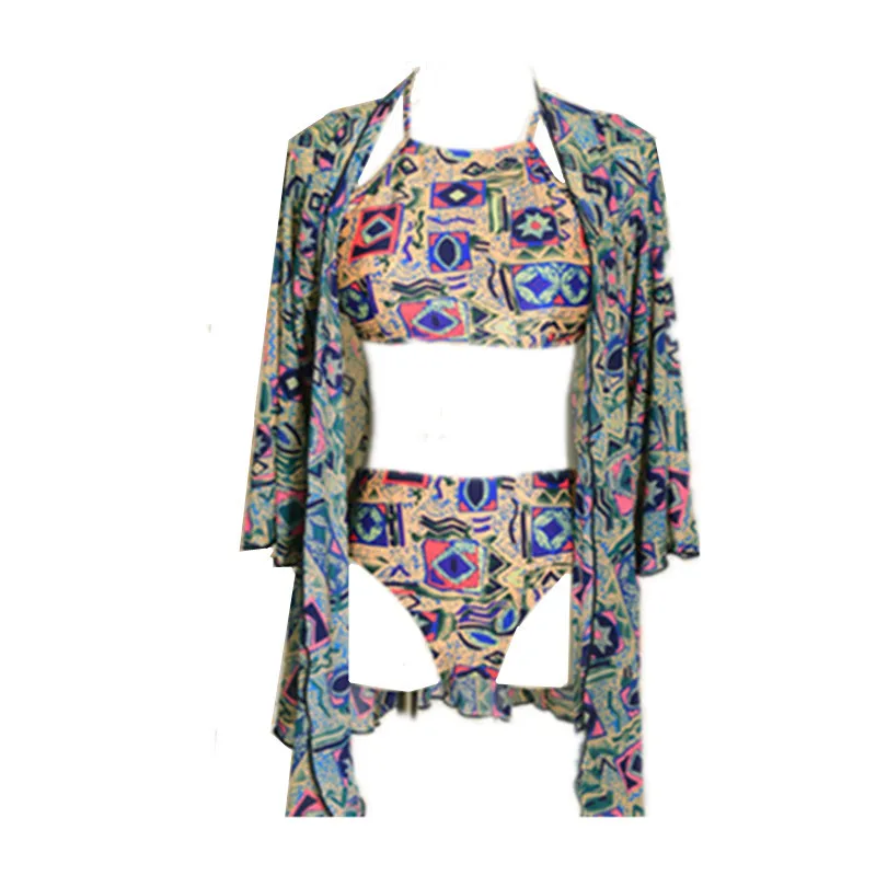 Japanese and Korean women swimsuit three-piece set bikini small chest sexy beach bikini