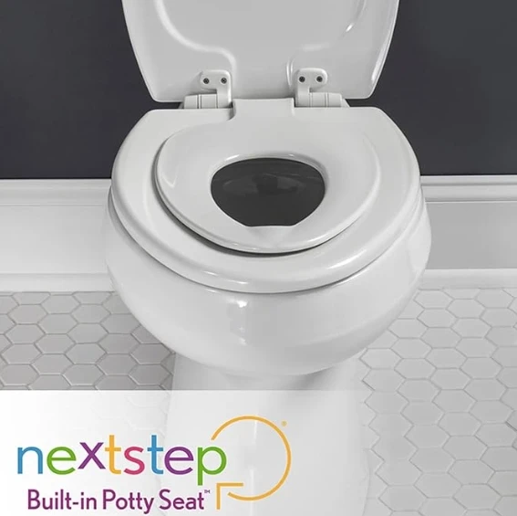 Toilet Seat with Built-In Potty Training Seat Slow-Close Removable that will Never Loosen, ROUND White