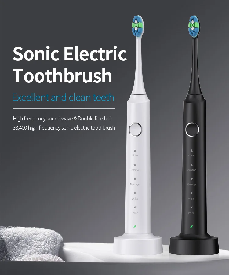 2024 New Premium Sound Wave toothbrush sonic electric toothbrushes 6pcs heads wireless charging with Travel Case