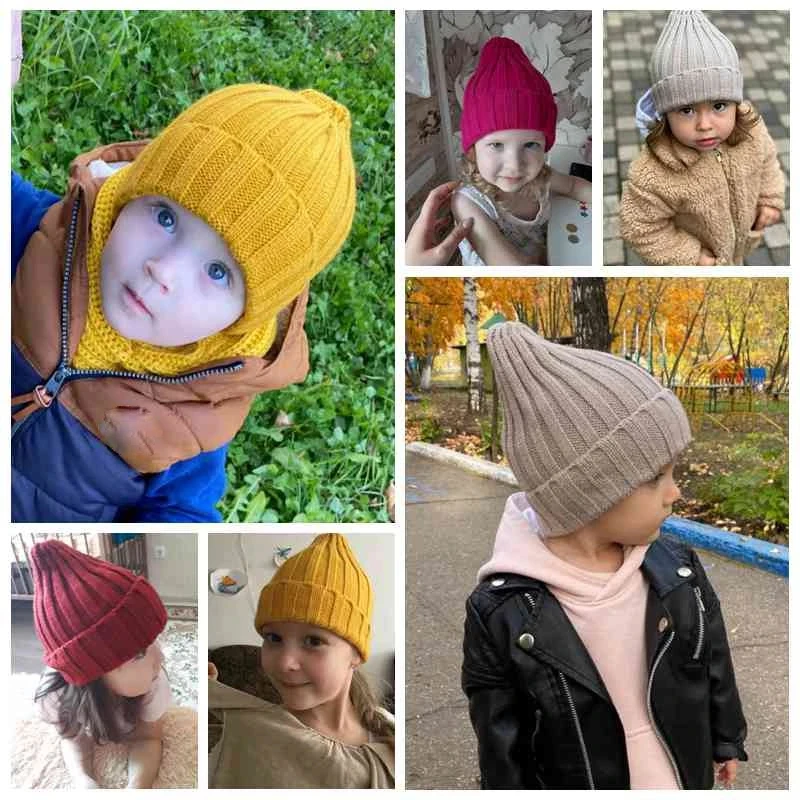 Candy Color Baby Hat Cute Pompom Children Cap Warm Autumn Winter Hats For Kids Boys Girls Knitted Warmer Beanie Caps Baby Muts