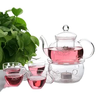 hand made glass teapot 600ml and cups / glass tea pot / tableware / drinking glasses