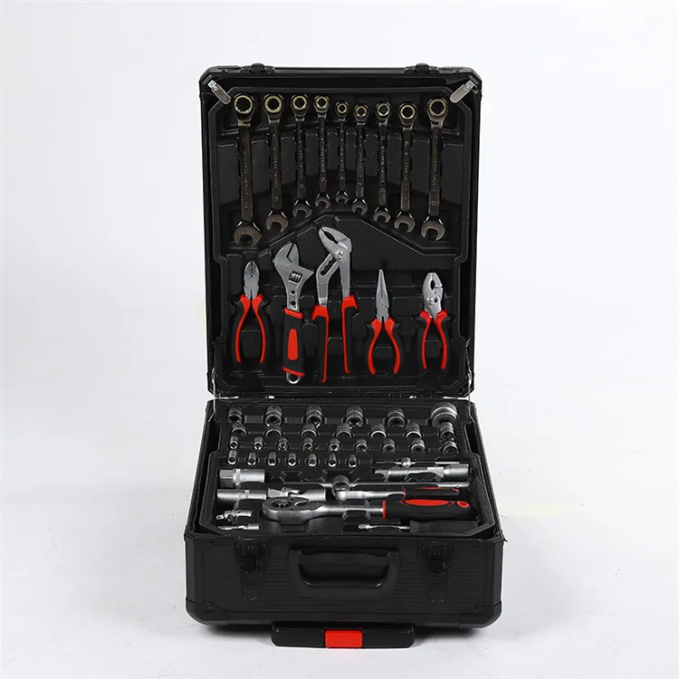 Factory main product custom logo aluminium suitcases on wheels ratchet wrench 187pcs tool set
