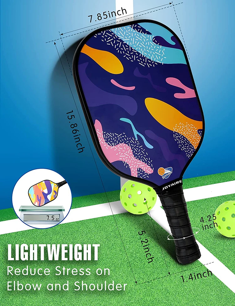 Sports Pickleball Paddles Set of 2 Lightweight Pickle Ball Rackets Raquette Set with 2 Pickleball Balls