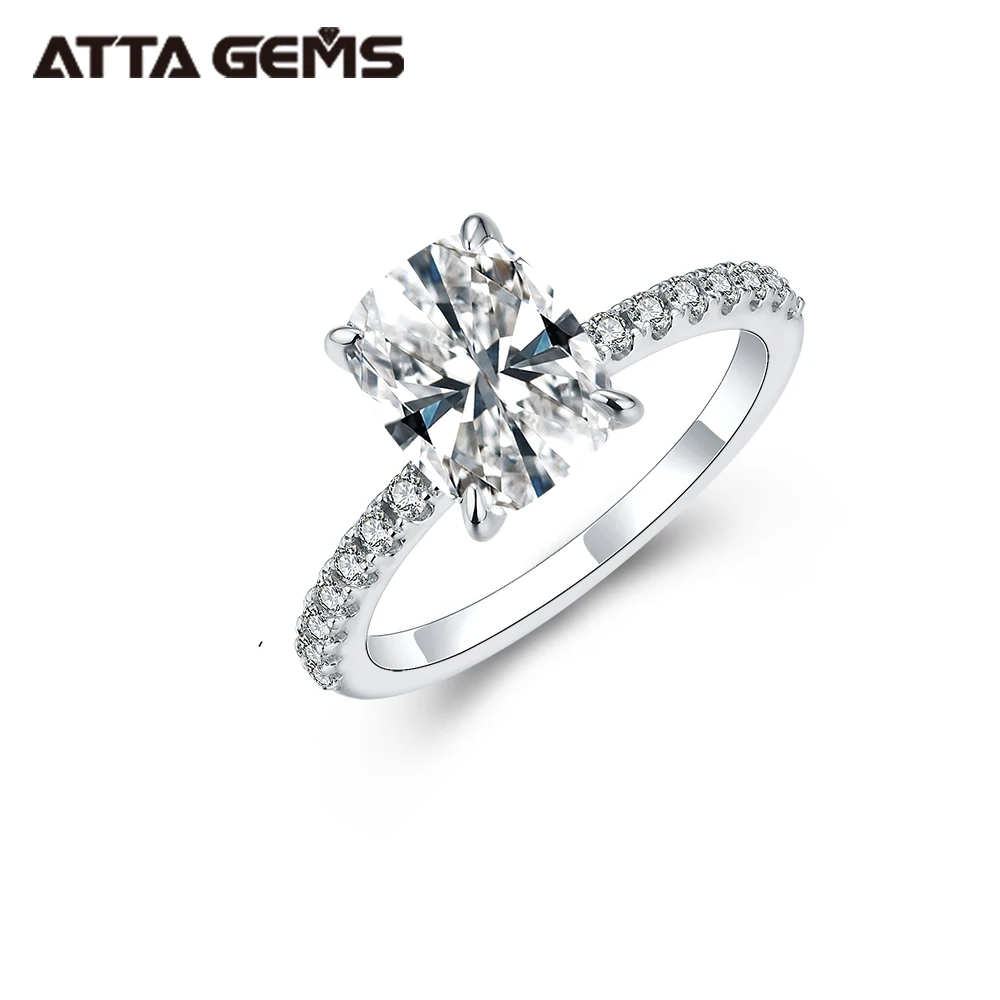 Fine Jewelry Ring 9*7mm Cushion Cut D Color VVS Moissanite Elegant Design Luxury Engagement Wedding Ring Gift For Women