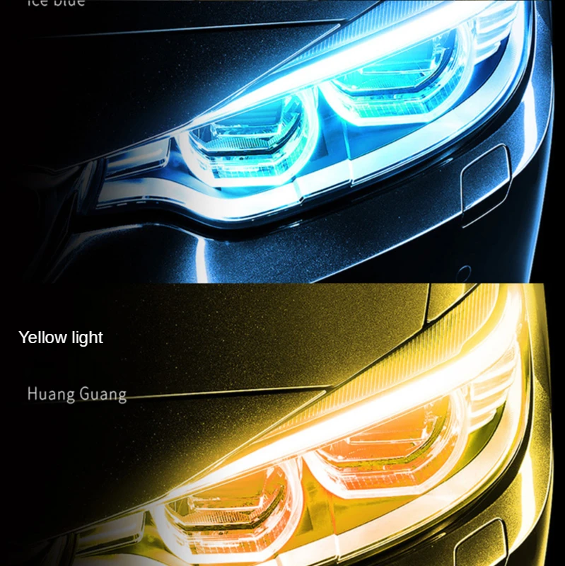 2pcs Car LED DRL Lamp Strip Car Daytime Running Light 12V Turn Signal Light Flexible Waterproof Soft Tube Guide Light Strip