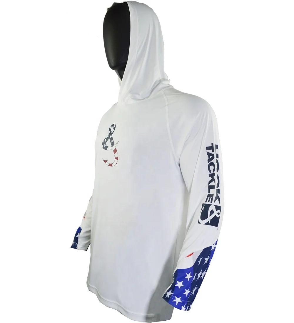 American Flag Mens Functional Sublimation Long Sleeve Fish Shirts Hoody Fishing