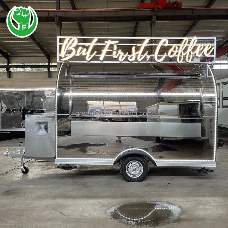 Round Food Truck Mobile Food Cart Trailer Motorcycle Engines for Sale Soybean Milk Machine Street Cart Double Restaurant