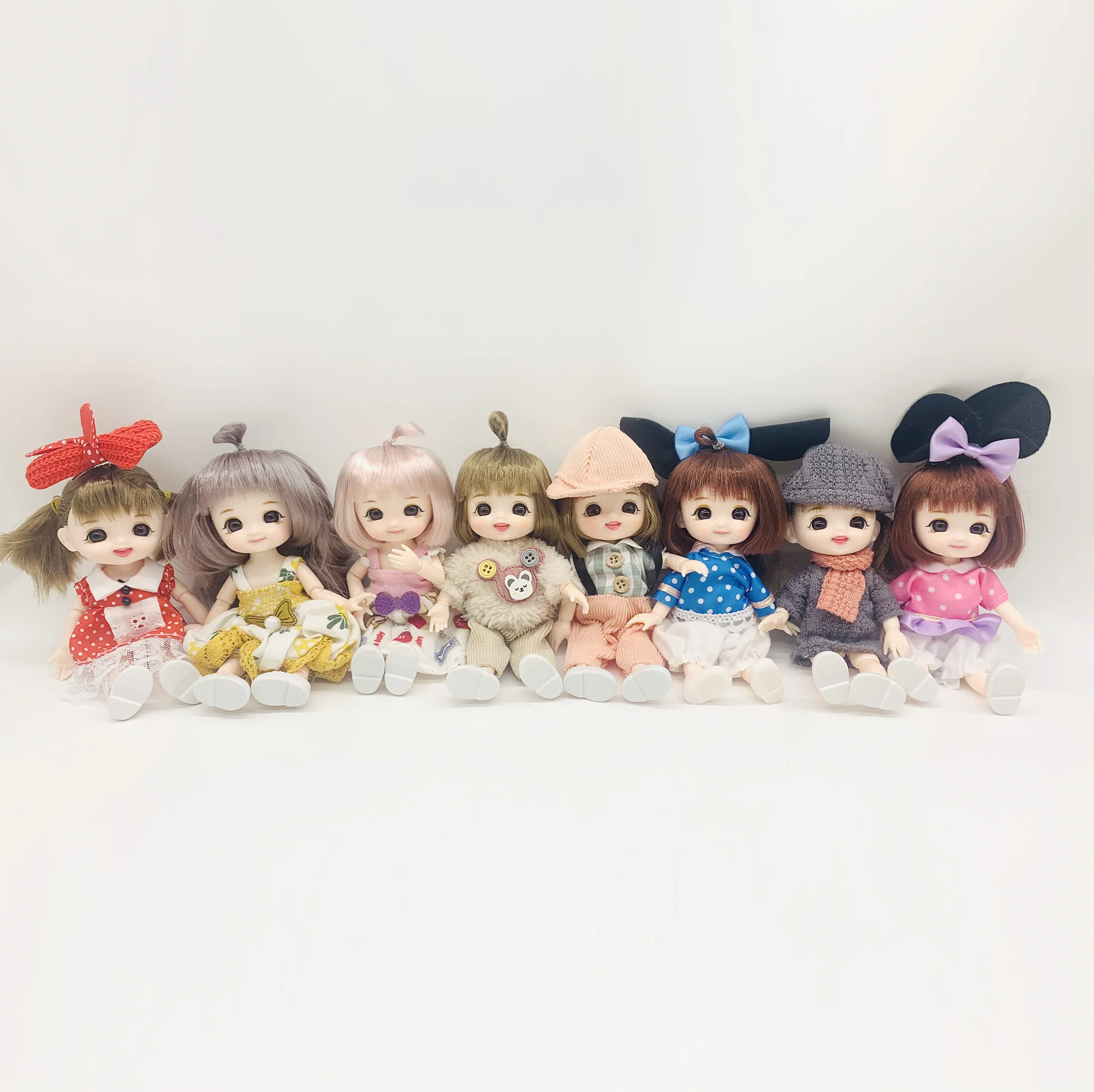 6 Inch Little Dolls Set Mini Princess Toy for Doll house Small Princess Figures with Tiaras Hair Accessories Miniature Set
