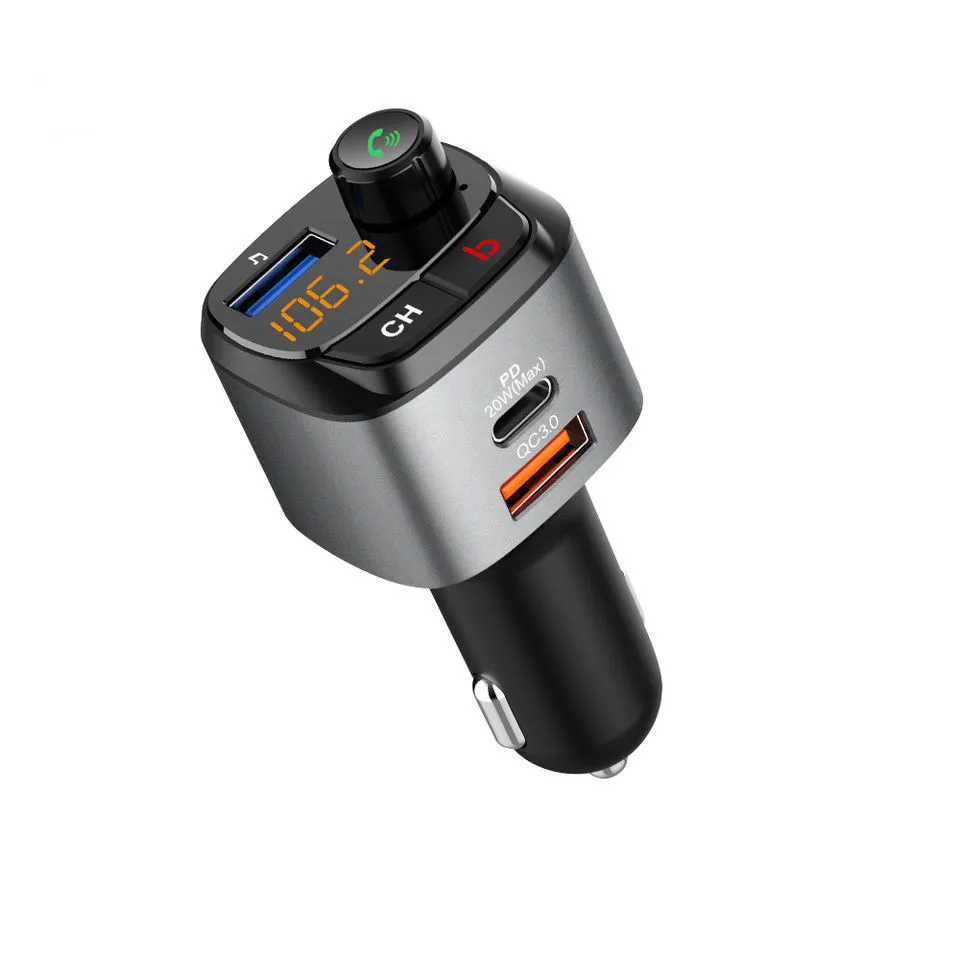 Car Dual USB Ports QC3.0 PD20W Type C Car Charger BT5.0 Bluetooth-MP3 Player FM Transmitter