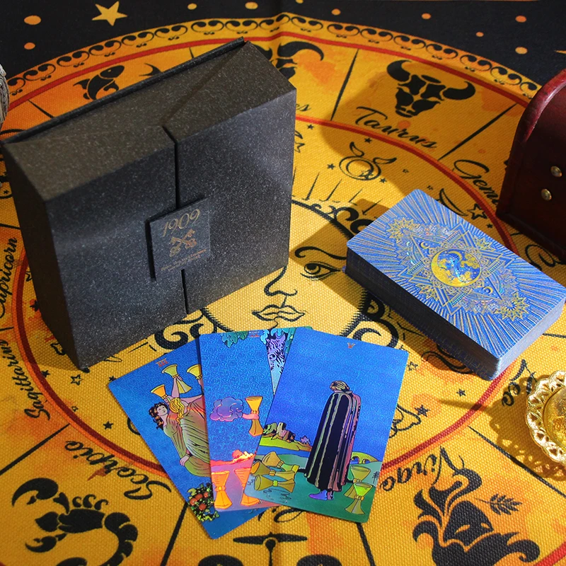 New High Quality Gold Foil Tarot Set Plastic12 X7cm PVC Tarot With Color Changing Printing