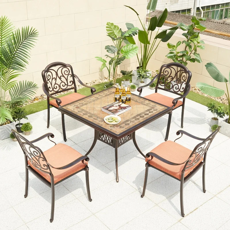 Modern Home Hotel Restaurant Handmade Rattan Wicker Wedding Chair Table Garden Terrace Outdoor Dining Room Aluminum Table Chair