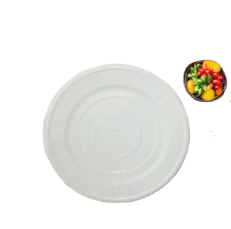 White Plastic Round Plastic 7 Inch Plates Disposable Plastic Dishes Dinner Plates for Parties Weddings