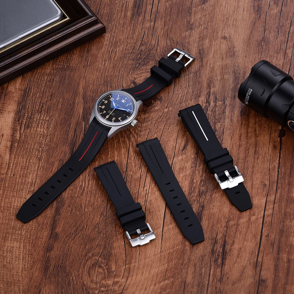 DANSHA Curved End Mold Rubber TPU Watch Strap 20 21 22mm